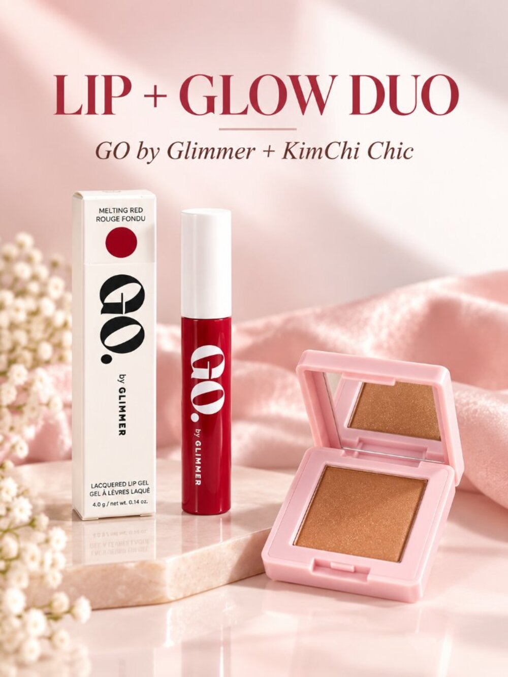 GO by Glimmer Lacquered Lip Gel KimChi Chic Double Diamonds Makeup Bundle